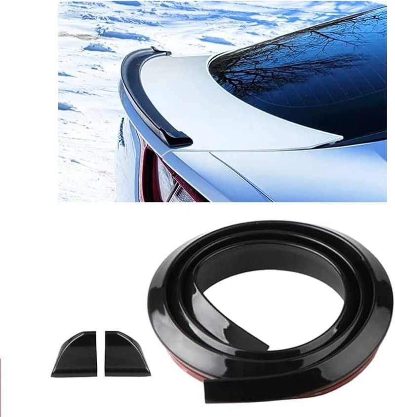 Banseko Car Trunk Spoiler Roof Lip Kit,3D PU Rear Trunk Lip or Roof Spoiler Sticker Bar with Carbon Fiber Pattern,Car Rear Spoiler Exterior Rear Spoiler Kit, Punch-Free Installation for Most Cars (Black) - Image 1